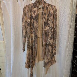 Alberto Makali Open Front Cardigan | Wool Blend | Size M | Tan/taupe/gray